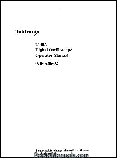 Tektronix 2430A Operators Manual - Click Image to Close